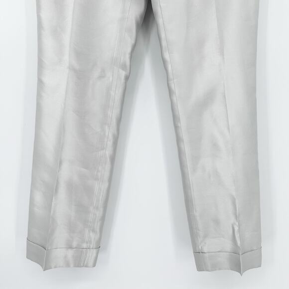 Ralph Lauren Black Label 100% Silk Straight Leg Trouser Pants Silver Womens 6 - Picture 6 of 12